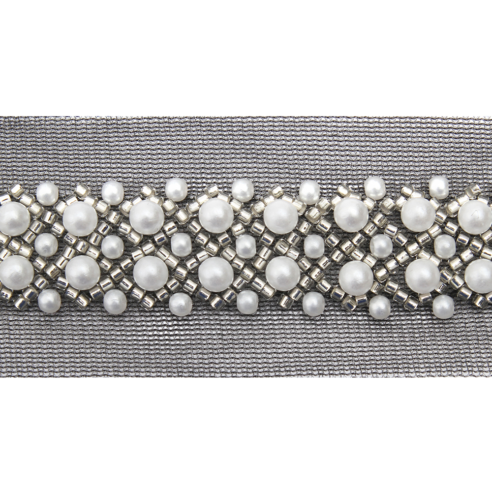 Wholesale Embroidery beaded lace trim 4.5 cm Mesh fabric lace trims beautiful Accessories for dress 3D wedding Designer