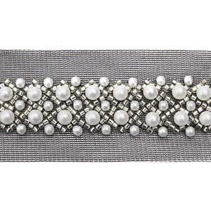 Wholesale Embroidery beaded lace trim 4.5 cm Mesh fabric lace trims beautiful Accessories for dress 3D wedding Designer