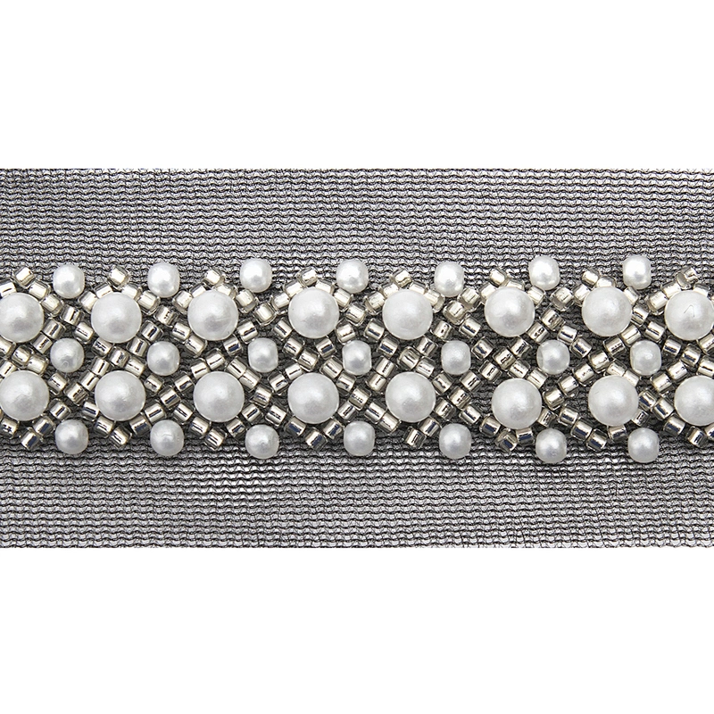 Wholesale Embroidery beaded lace trim 4.5 cm Mesh fabric lace trims beautiful Accessories for dress 3D wedding Designer