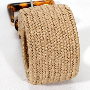 Leisure 97cm Square Buckled Woven Fabric Waist Belt for Women