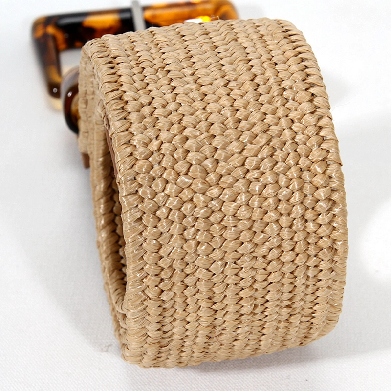 Leisure 97cm Square Buckled Woven Fabric Waist Belt for Women