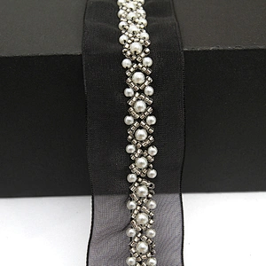kavatar  wholesale new Handmade Bead lace Embroidered Tulle Trim wedding with Accessories Beads Crystals & Rhinestones
