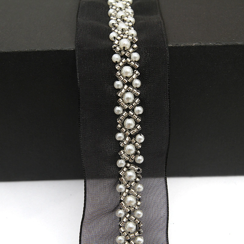 kavatar  wholesale new Handmade Bead lace Embroidered Tulle Trim wedding with Accessories Beads Crystals & Rhinestones