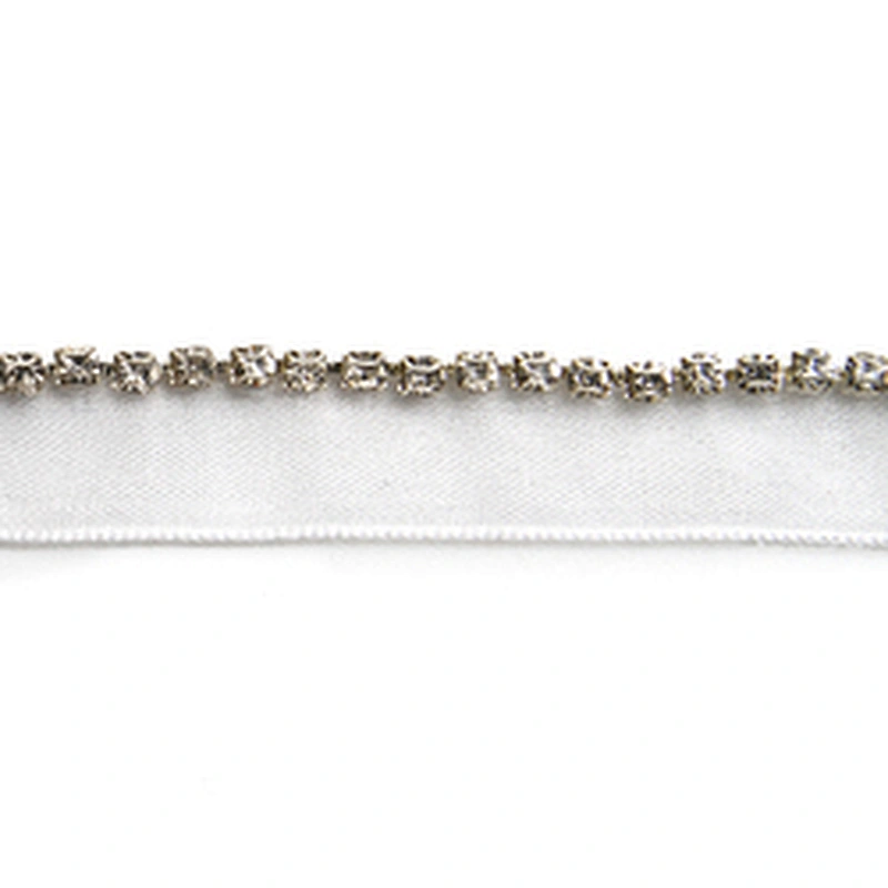 Wholesale Chain lace trim rhinestone 1.2 cm Sew-On lace trim Polyester net mesh Lace trimmings wedding for clothes  Accessories