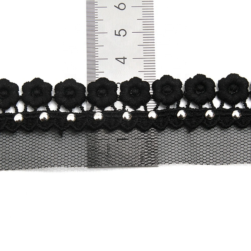 Wholesale 3.3cm Size Studs trim ribbon diy handmade costume dress sewing bead lace trim Design Rivets Trims