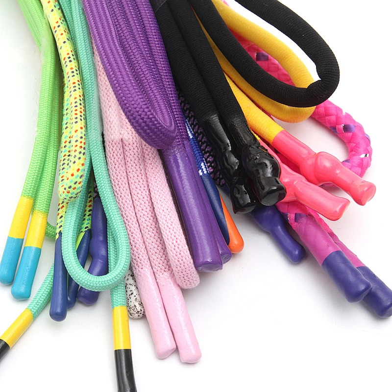 Wholesale  Cords Polyester Garment Drawstring rope Hoodie Rope flat rope Custom Garment Accessories Fashion Silicone End Tips