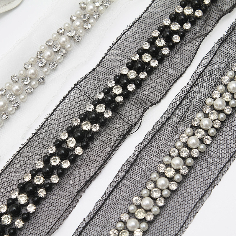 kavatar  wholesale new Handmade Bead lace Embroidered Tulle Trim wedding with Accessories Beads Crystals & Rhinestones
