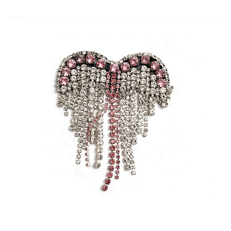 Christmas Cherry Flower Decorative Sew on Rhinestone Beaded Patches Wholesale patches for clothing