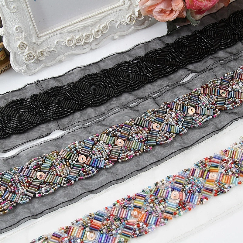 beaded trim in trimming chain beads sew on beaded fabric trim for clothes