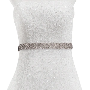 wholesale bling rhinestone trim Sew on Hot-fix bodice applique white wedding dress Crystal belt for Bridal Dress  Accessories
