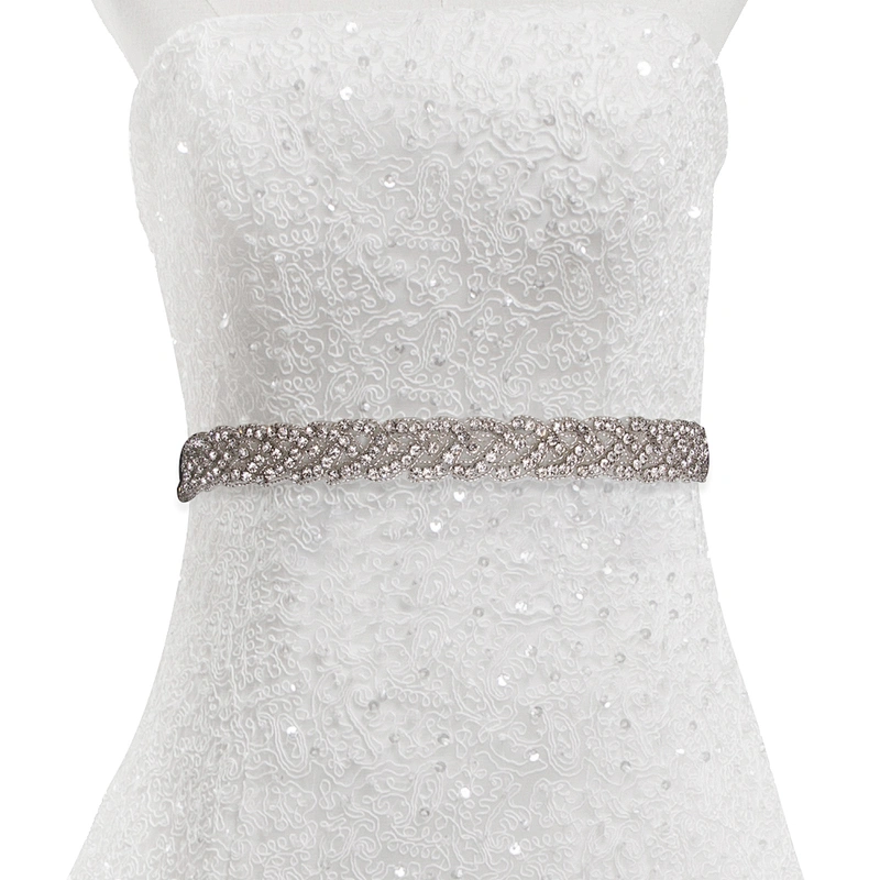 wholesale bling rhinestone trim Sew on Hot-fix bodice applique white wedding dress Crystal belt for Bridal Dress  Accessories