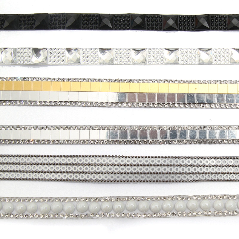 wholesale hot fix tape with rhinestone hot fix trimming chain glitter trim for DIY garment dresses Accessories