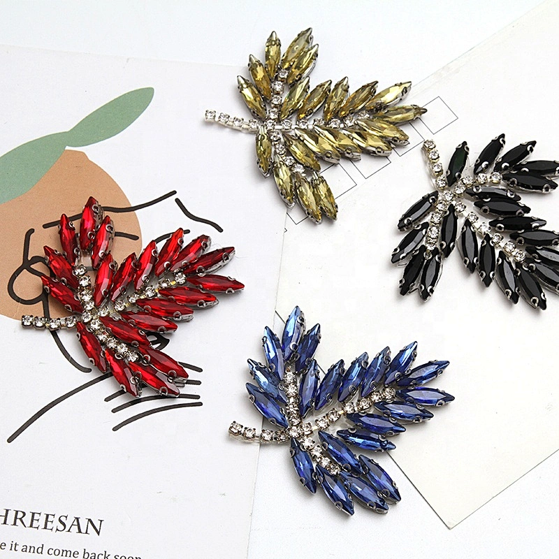 Christmas Cherry Flower Decorative Sew on Rhinestone Beaded Patches Wholesale patches for clothing