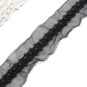 kavatar  wholesale new Handmade Bead lace Embroidered Tulle Trim wedding with Accessories Beads Crystals & Rhinestones