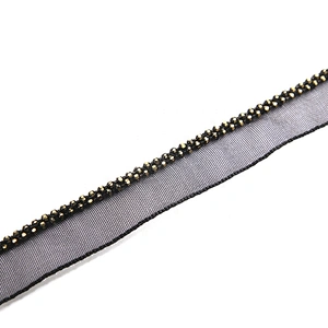 Wholesale Chain lace trim beaded 1 cm Sew-On lace trim Polyester net mesh Lace trimmings for clothes  Accessories