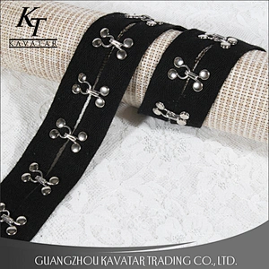 Hot selling Copper hook and eyelet herringbone tape, Hook and eyelet Copper tape trimming Eyelet belt
