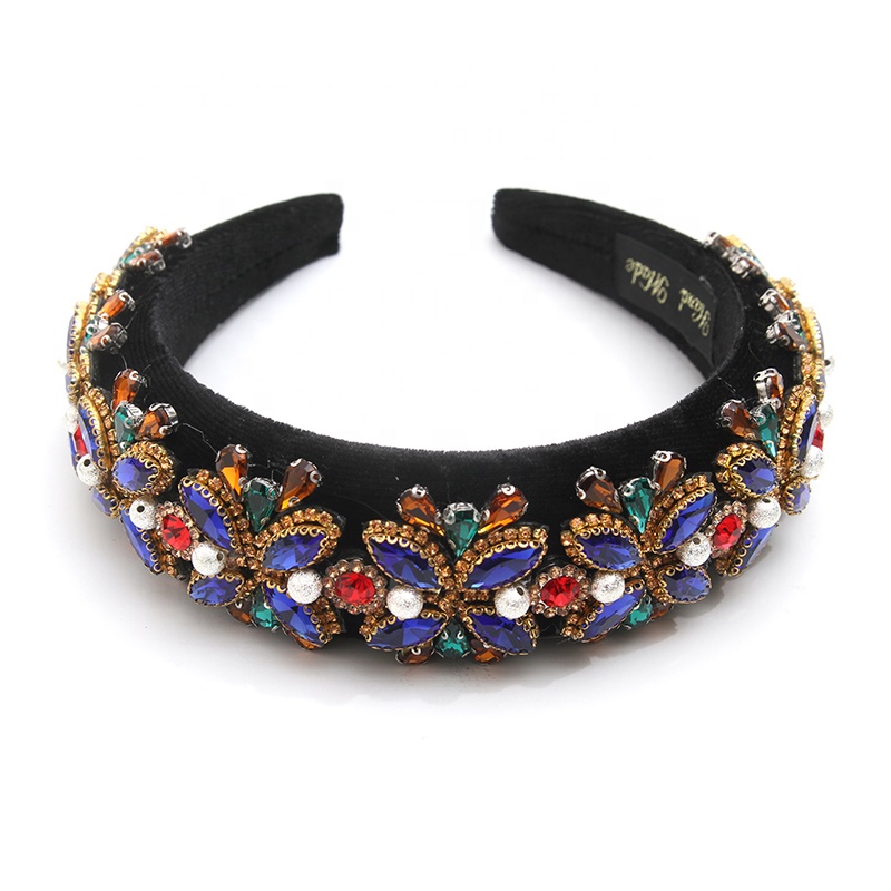 wholesale Hair Decoration Velour Crystal And Rhinestone Cup chain Decorated hair accessories Hairbands WOMEN HEADBAND