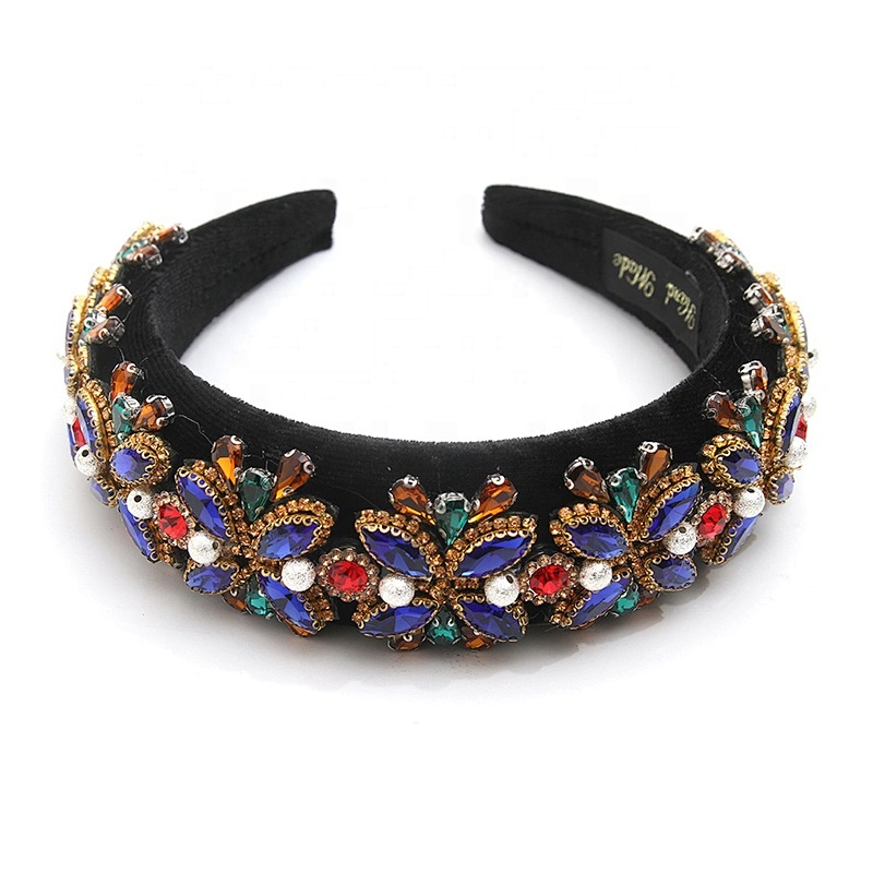 wholesale Hair Decoration Velour Crystal And Rhinestone Cup chain Decorated hair accessories Hairbands WOMEN HEADBAND