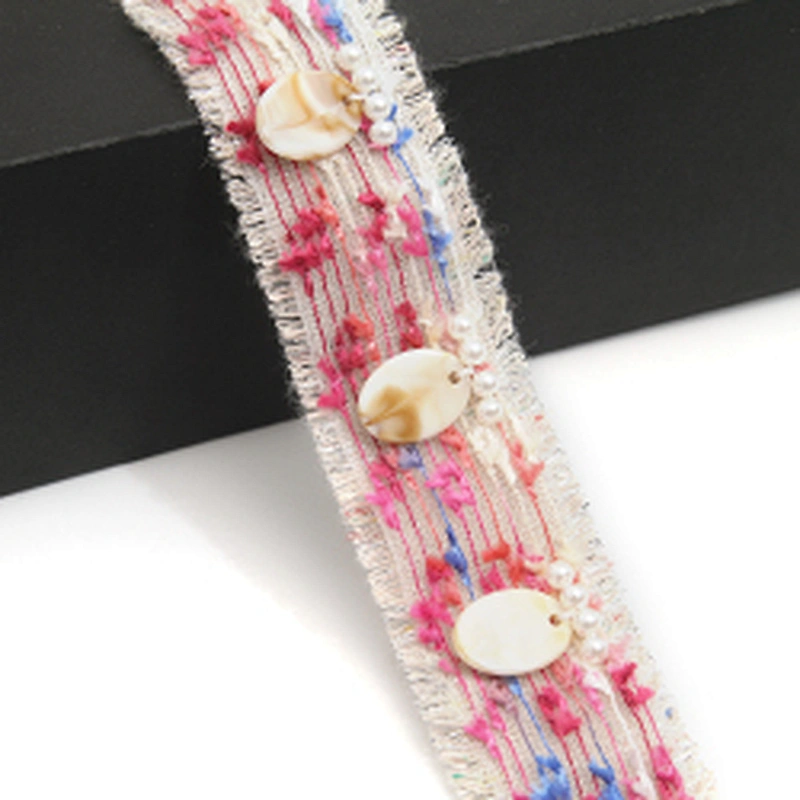 Shell shape Wholesale Personalized Multi lace trim pearl Embroidery Ribbon Cotton Ribbon trims and garment accessories
