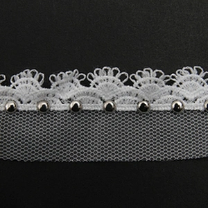 Wholesale 2.7cm Size Studs trim ribbon diy handmade costume dress sewing bead lace trim Design Rivets Trims