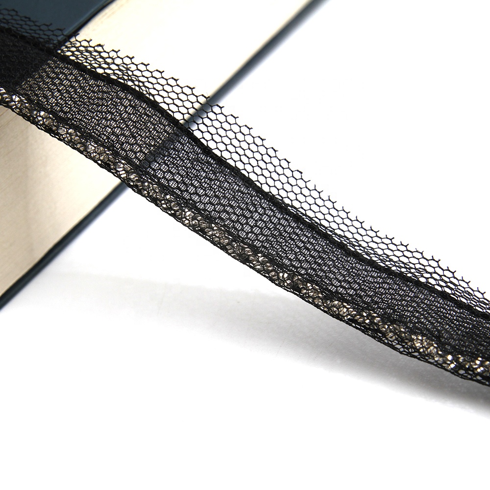 Wholesale Chain lace trim rhinestone 1.7 cm Sew-On lace trim Polyester net mesh Lace trimmings for clothes  Accessories