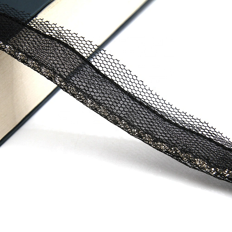 Wholesale Chain lace trim rhinestone 1.7 cm Sew-On lace trim Polyester net mesh Lace trimmings for clothes  Accessories