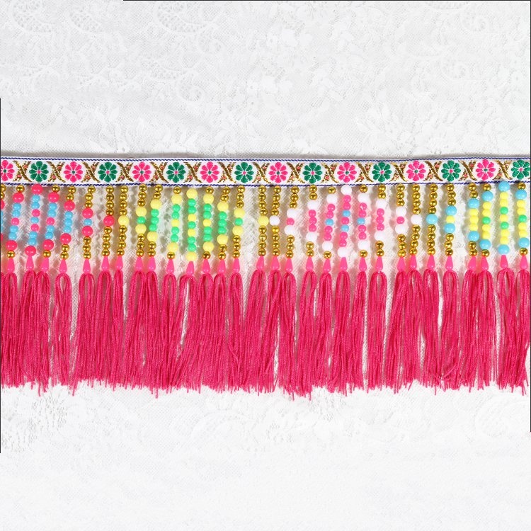 Fancy Multicolor Plastic Beaded Fringe For Decorative Garment