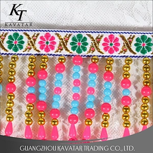 Fancy Multicolor Plastic Beaded Fringe For Decorative Garment