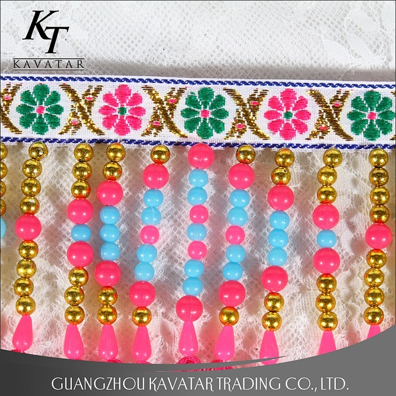 Fancy Multicolor Plastic Beaded Fringe For Decorative Garment