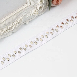 wholesale custom Studs beaded ribbon trim ribbon handmade Copper beads sew on Clothes Design Rivets Trims