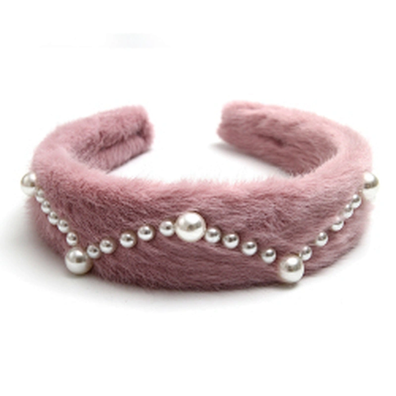 Factory sells colorful hair plush tie elastic creative fluffy fashion hair hoop birthday hairband Cute headband fur headband