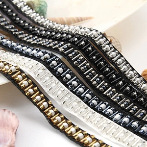 Designer material rhinestone glass beaded lace trim mix color lace embroidery beaded lace trim