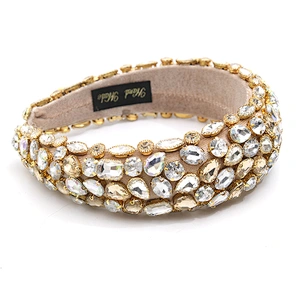 wholesale Hair Decoration Velour Crystal And Rhinestone Cup chain Decorated hair accessories Hairbands WOMEN HEADBAND