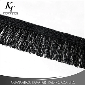 Kavatar Black Tassel Fringe 100% Polyester Lace Trim For Clothes