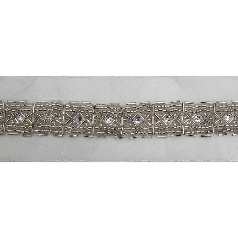 kavatar  wholesale new Handmade Bead lace Embroidered Tulle Trim wedding with Accessories Beads Rhinestones
