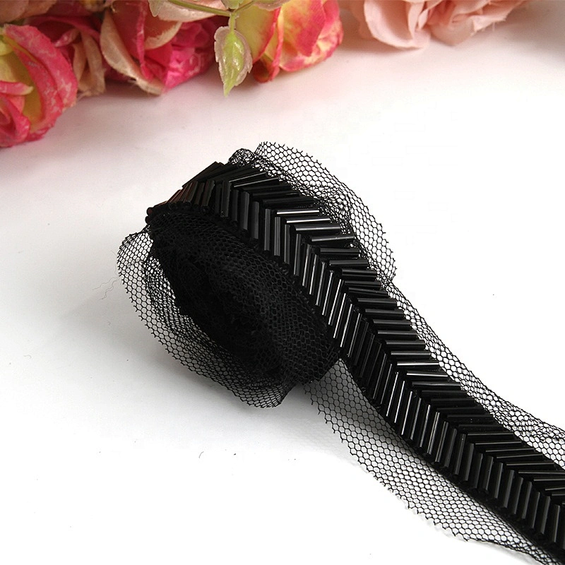 Wholesale beaded trim rhinestone pearl handmade lace trim