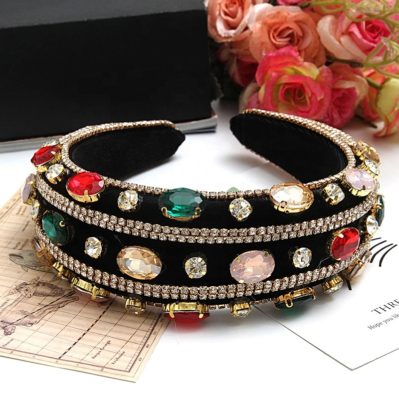 European and American cross-border rhinestone hair band sponge flannel creative fluffy fashion girl hair band hair band luxury