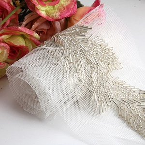 Kavatar beaded trim rhinestone pearl  rhinestone beaded glass trim