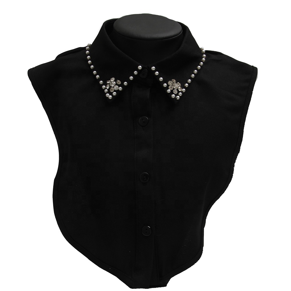 Autumn winter shirt collar versatile Korean water soluble shirt court  studded diamond base lace collar fake