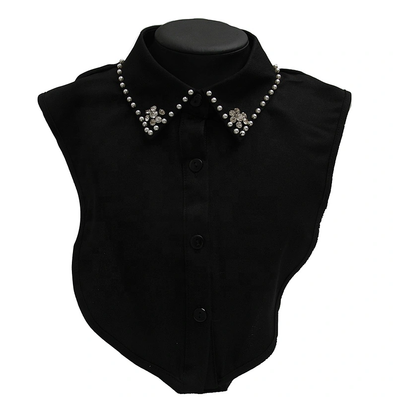 Autumn winter shirt collar versatile Korean water soluble shirt court  studded diamond base lace collar fake