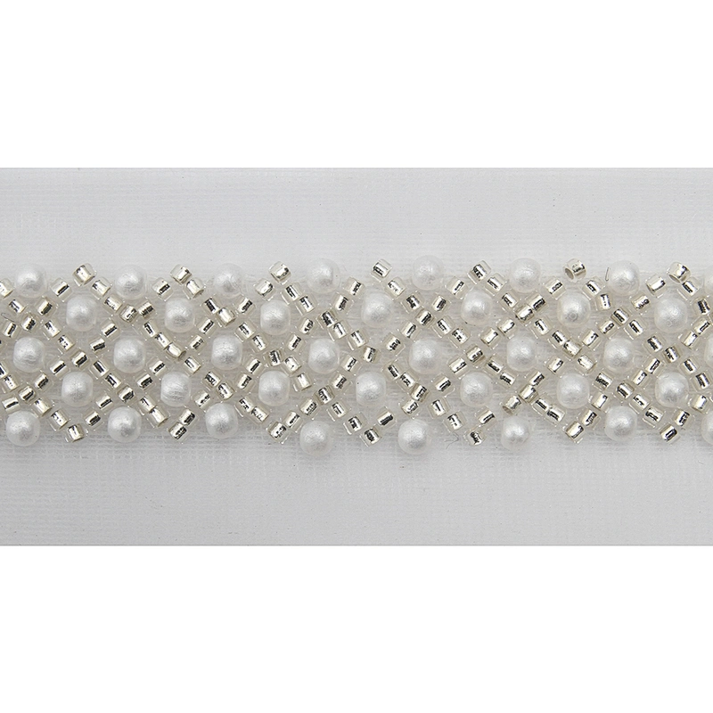 Wholesale Embroidery beaded lace trim 4.7 cm Mesh fabric lace trims beautiful Accessories for dress 3D wedding Designer