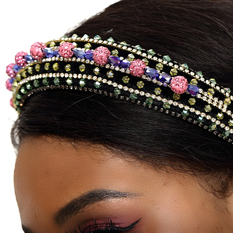CUSTOMIZED HEADBAND direct sale of colorful beads for brides, hand-stitched acrylic beads, with the latest bling Polka dot