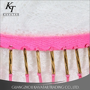 High quality 7.5cm Width Pink Beaded Fringe Tassel Trim For Decoration
