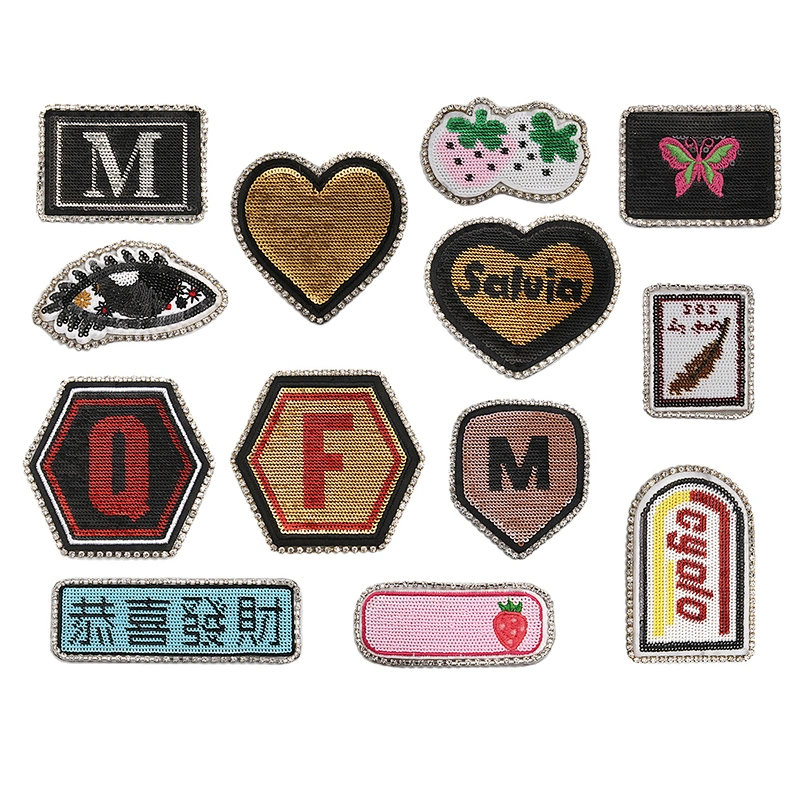 wholesale  designer badges patches cloth stickers Sew on for clothing accessories decoration 3D patch rhinestone sequin patch