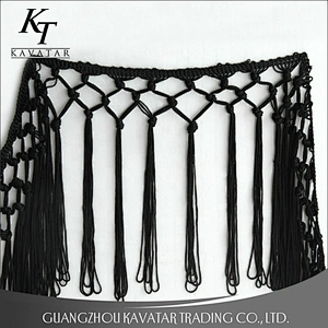 Kavatar Fashion Long Black Tassels Fringes Trim For Garment Decoration