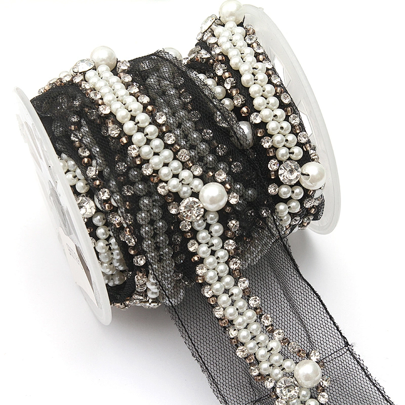 kavatar  wholesale new Handmade Bead lace Embroidered Tulle Trim wedding with Accessories Beads Crystals & Rhinestones