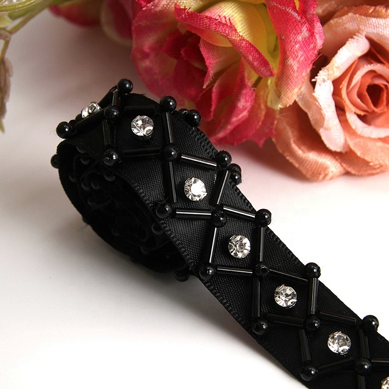 Kavatar beaded trim for wedding dress beaded hot fix banding trim