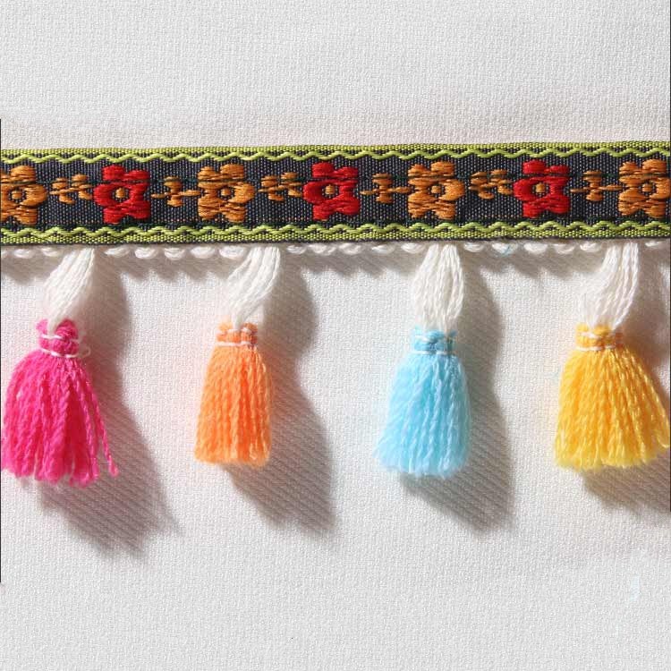 Kavatar New Style Fancy Colorful Curtain Tassel pompom Trim