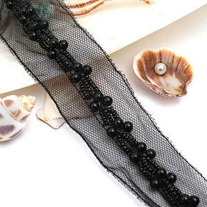 kavatar  wholesale new Handmade Bead lace Embroidered Tulle Trim wedding with Accessories Beads Crystals & Rhinestones