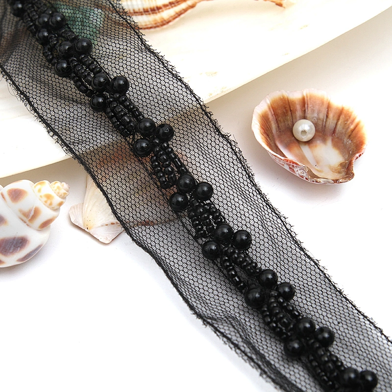 kavatar  wholesale new Handmade Bead lace Embroidered Tulle Trim wedding with Accessories Beads Crystals & Rhinestones